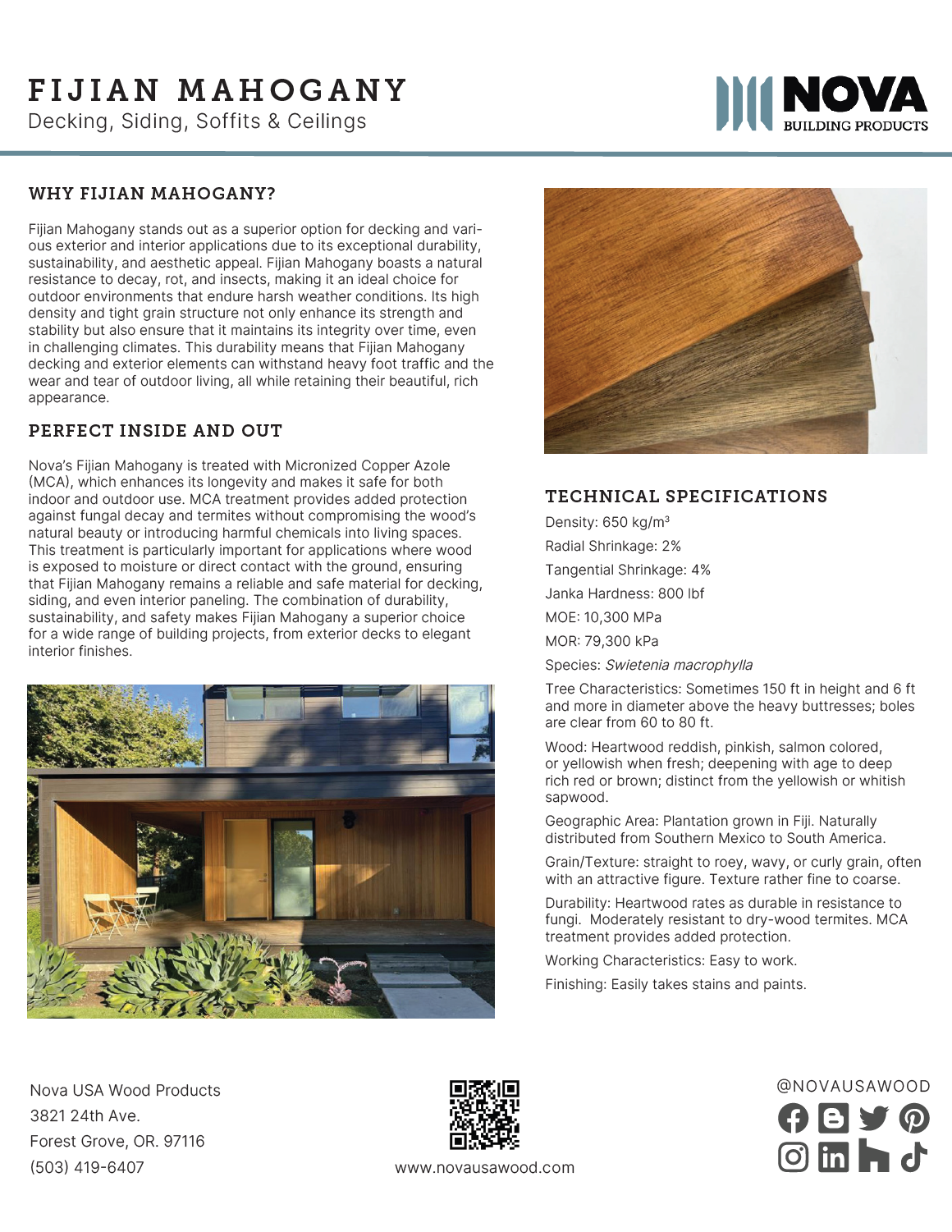 Fijian Mahogany Product Sheet